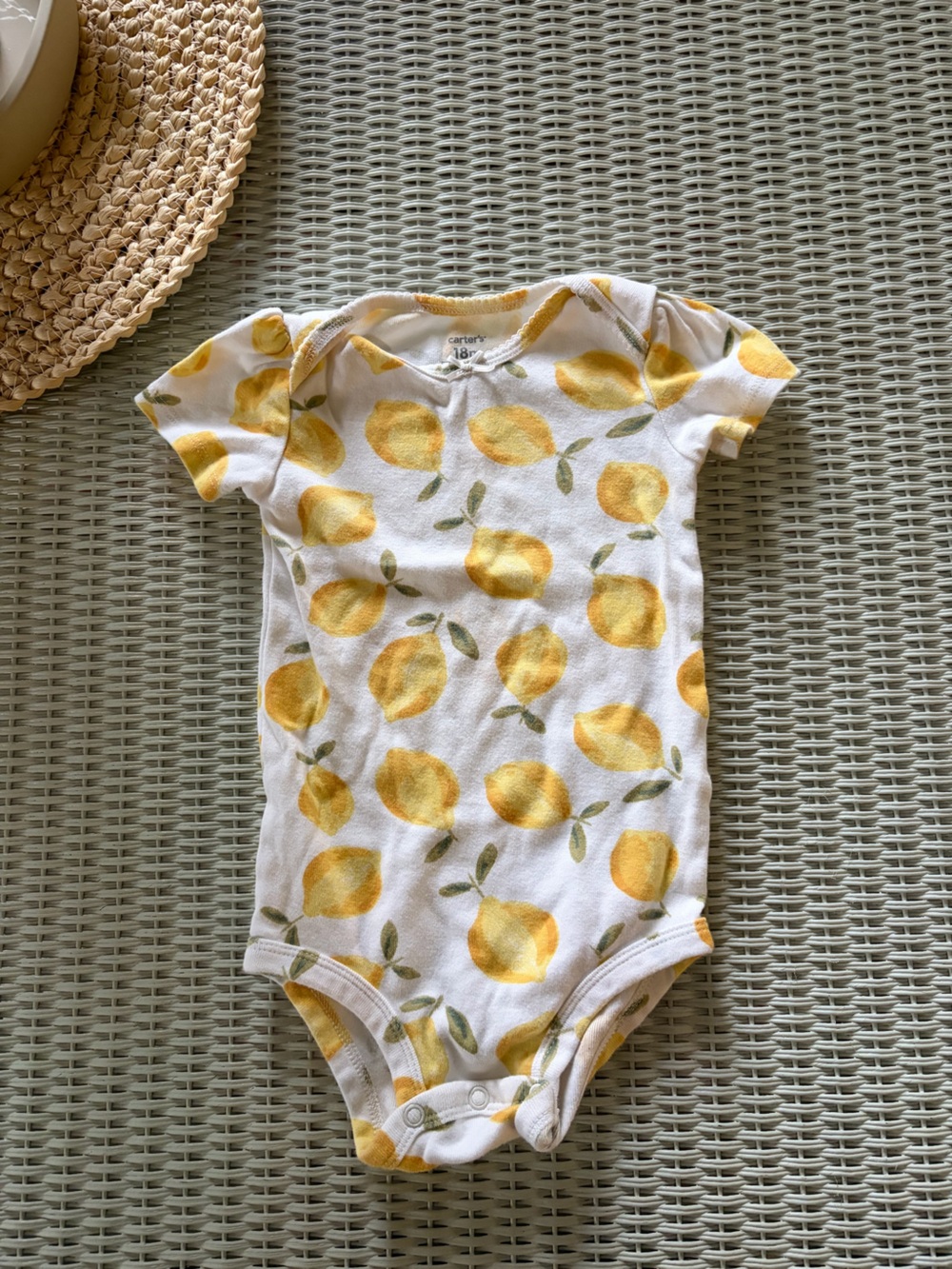 Carter's White Onesie with Yellow Lemon Pattern